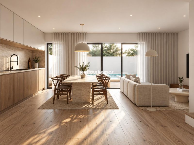 Moradia geminada V3 recém-construída com piscina em Vila Nova de Cacela